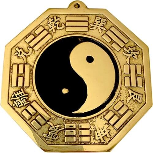 Copper Bagua Mirror Concave Feng Shui Mirror Lucky Ornaments Home Figurines Decoration Crafts Tai Chi 11cm