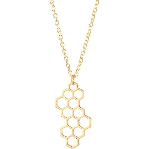 Cute Girls Gold Color Tiny Honeycomb Pendant Necklace For Women Fashion Sideways Beehive Choker Female Jewelry Party Gifts