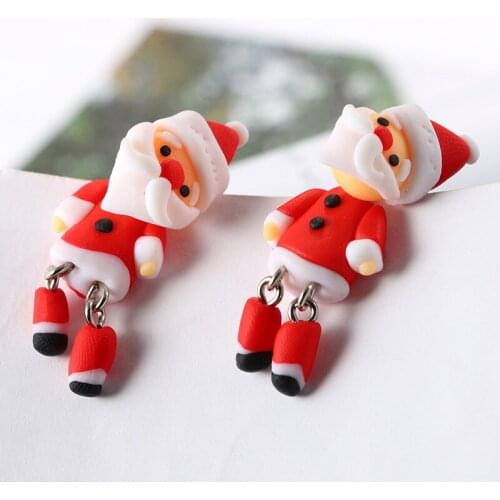 Cute Lovely Red White Santa Claus Earrings Snowman Soft Animal Cartoon Earring Christmas Accessories Xmas Gifts for Women Girls