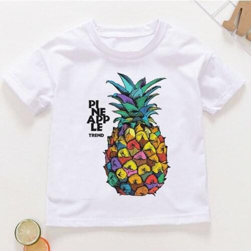 Cartoon T Shirt Fashion Girls kids tshirtsHumor Fruit Boys Tops girls graphic t shirts tees Pineapple Design Children clothes