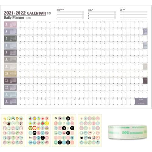 365 Days Wall Calendar, Mar 2021 to Feb 2022 Monthly Daily Schedule Planner with Labels Tape for Home Office School 30x20in