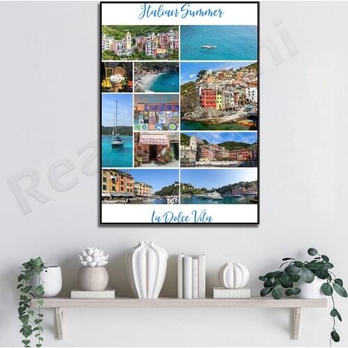 Wall Collage, Italy Photo, Italian Summer, Colorful Wall Print, Travel Poster, Printable Wall Art, Dorm Decor, Teen Room