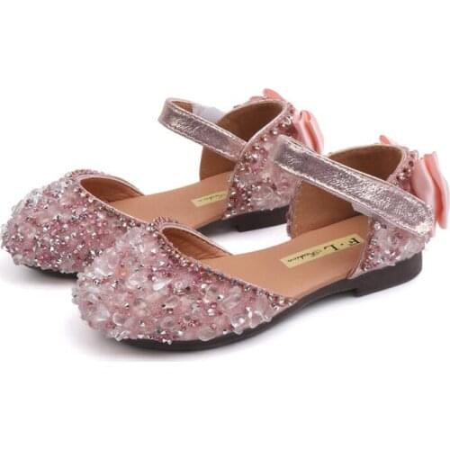 New Children cryst Princess Sandals Girls Sequins Wedding Party Kids Baby Enfants Hot Shoes for Girls School Leather shoes