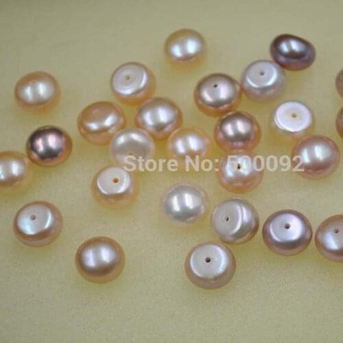 Wholesale 50 pcs 9-10mm mix natural color button drilled cultured pearl