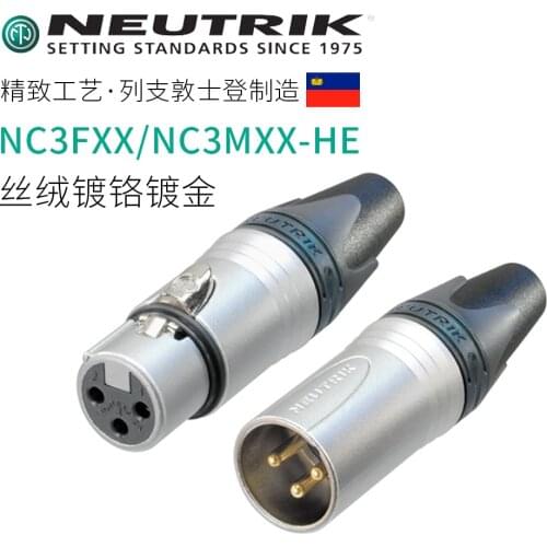 Original Neutrik NC3FXX/NC3MXX-HE 3pole gold-plated XLR male/female plug Velour chromium plating Extratemperature resistant