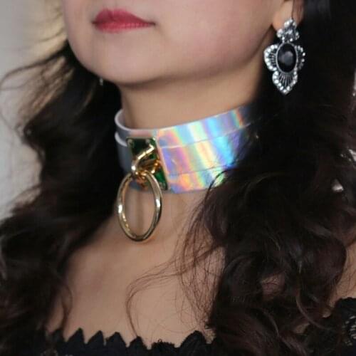 Punk Harajuku Harness Laser Leather Necklaces Goth BDSM Erotic Cosplay Choker Collar Choker For Women Jewelry Couples Flirt Gift