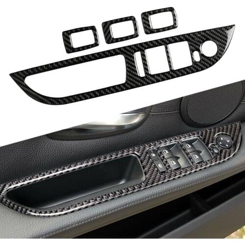 Car Window Lift Switch Panel Cover Trim Carbon Fiber Black Fit for BMW 5 Series E60 520 523 525li 530li 2008 2009 2010