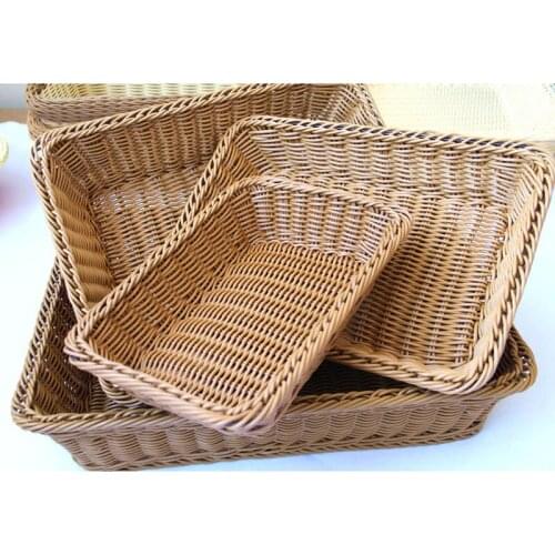 PP Imitate Wicker Rattan Basket Storage Bin for Kitchen Items Woven Bread Food Basket Picnic