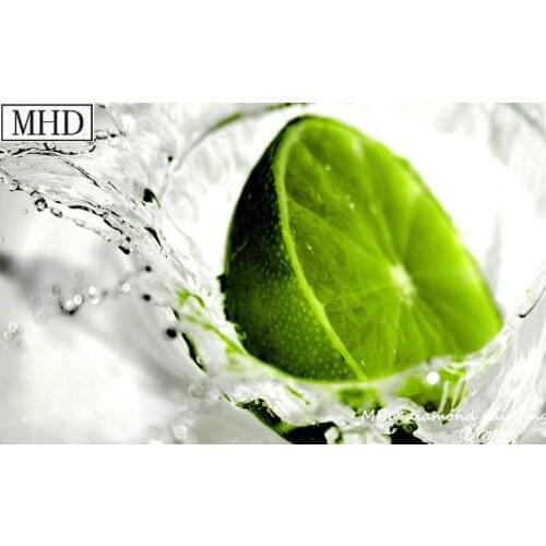 Full round / square DIY 5D diamond painting green lemon 3d rhinestone diamond embroidery fruit mosaic artwork home decoration