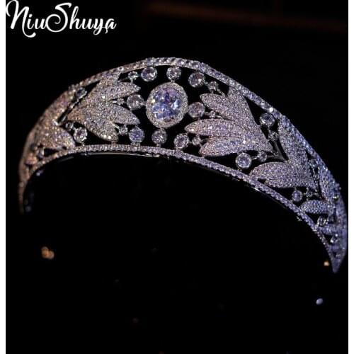 NiuShuya Luxury European CZ Luxembourg Royal Wedding Tiaras Crown Cubic Zirconia Princess Hair Jewelry Accessories
