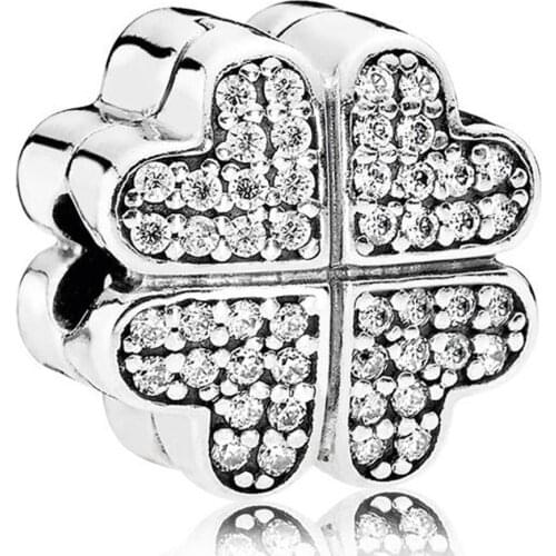 S925 DIY Jewelry Lucky Petals of Love Clover Poetic Daisy Flower Clips Stoppers Charm fit Lady Bracelets & Bangles