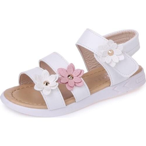 Girls Sandals Gladiator Flowers Sweet Soft Childrens Beach Shoes Kids Summer Floral Sandals Princess Fashion Cute High Quality