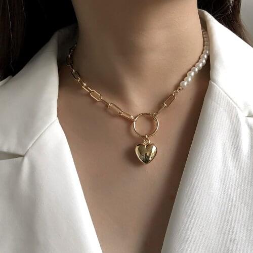 Heart Pendant Necklace Women Fashion Pearl Neck Jewelry Accessories Female Party Decorations