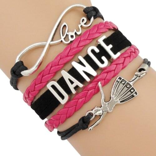 Dance Dancer Ballet Shoes Heart Infinity Love Charm Bracelets Handmade Adjustable Jewelry Women Men Drop Shipping
