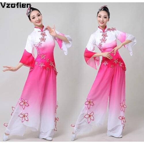 Traditional Classical Elegant Yangko Dance Performance Costume Fan Dancer Wear Chinese Style Hanfu Female Stage Yangko Clothing