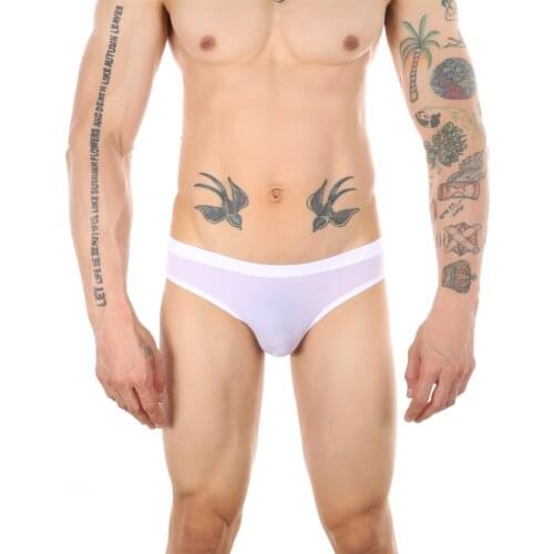 Hot Mens Sexy Ice Silk Underwear Briefs Male Ultra Thin Transparent Comfortable Panties Low Rise Male Mini Underpant Bikini