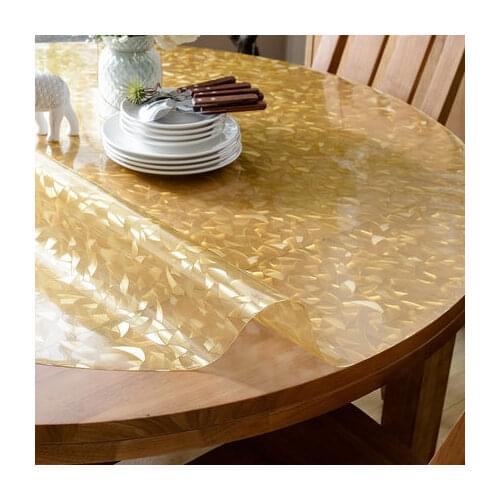 PVC Tablecloth Waterproof Tablecloth Floral Clear Round Transparent PVC Anti-Oilproof Table Mat Coffee Table Cloth Home Textiles