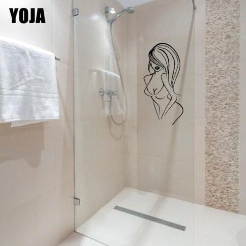 YOJA 26x12.6CM Bathroom Glass Girl Decals Home Decoration Wall Stickers G2-0079