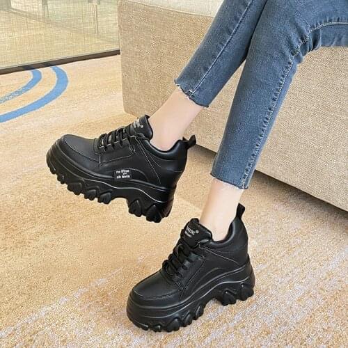 Women Winter Platform Sneakers Warm Fur Plush Insole Ankle Boots Women Spring Chunky Shoes Lace-up Tennis Shoes Woman Mujer 9CM
