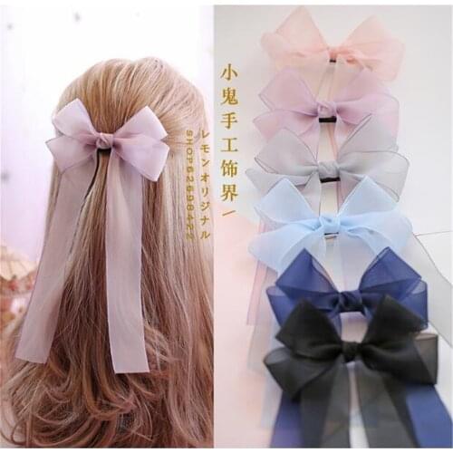 Chiffon Big Bowkot girl Kawaii Sweet Lolita Hairpin Womens Cosplay Headwear Hair Accessory Side Clip B542