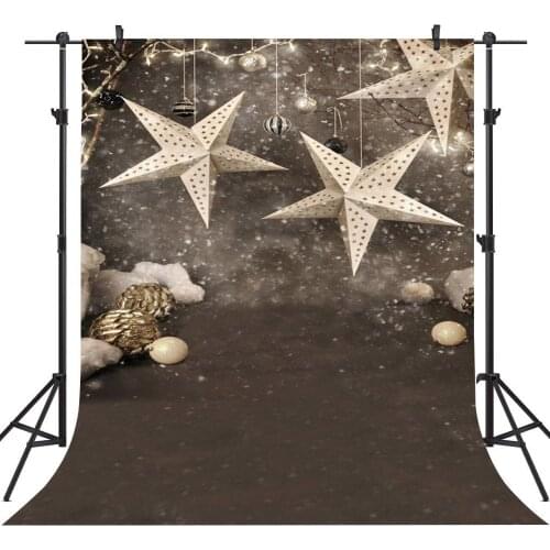 Winter Snow Kids Background for Photo Studio Black Merry Christmas Photography Backdrop Stars Bells Decoration Photocall