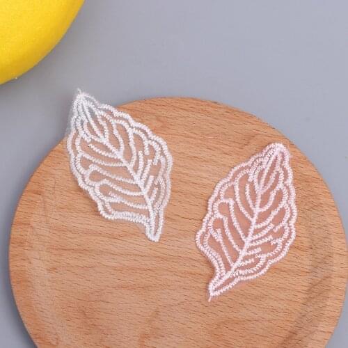 10pcs Embroidery Patch 3D Flower Applique White Pink Lace Fabric Leaf Lace Patches Clothing Wedding Sewing Stickers Clothes F40