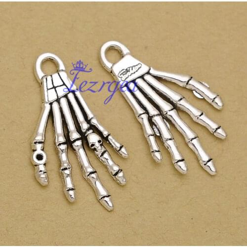 15pcs/lot--35x20mm, Skeleton Hand cham,Antique silver plated Skull Hand charms ,DIY supplies, Jewelry accessories