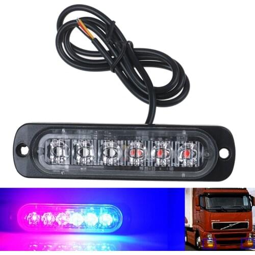 1 X 6 Led 12-24 V Car Truck Dashboard Flash Emergency Warning Light Red Blue Material Aluminum About 11 X 2.8 X 2.8cm