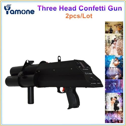 2pcs 3 Heads Confetti Gun Three Shot FX Confetti Blower Hand Control Stage Confetti Machine For Wedding Decoration Celebration