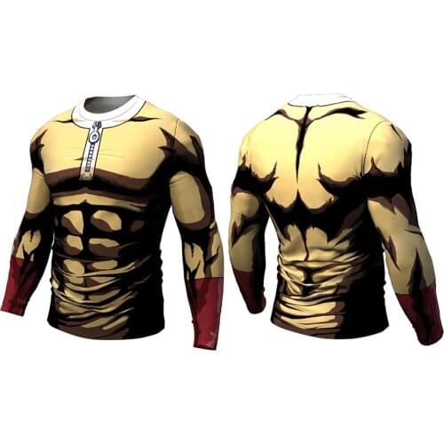2021 uwe Mode Anime Een Punch Mannen 3D Gedrukt Saitam Ken Lange Mouwen T-shirt Strakke Slim Tee Tops Tshirt Homme heren Kleding