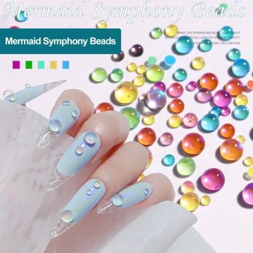300PCS Mermaid Symphony Pearl Aurora Transparent Crystal 3D Nail Decoration DIY Charms Nail Art Jewelry Nail Rhinestone