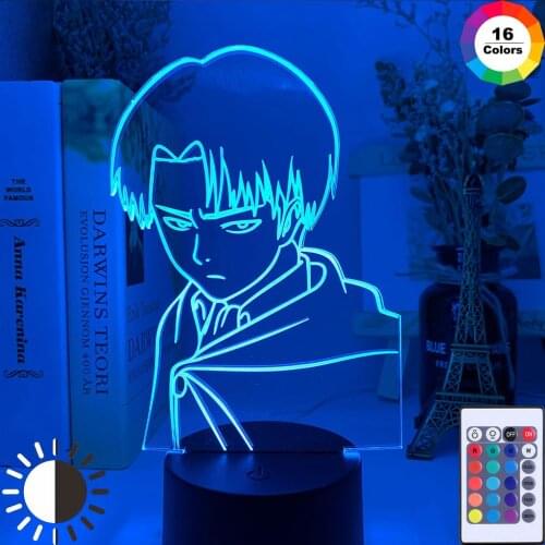 3D Captain Levi Ackerman Figure LED Night Light for Kids Child Bedroom Decor Nightlight Colorful Table Lamp Attack on Titan Gift