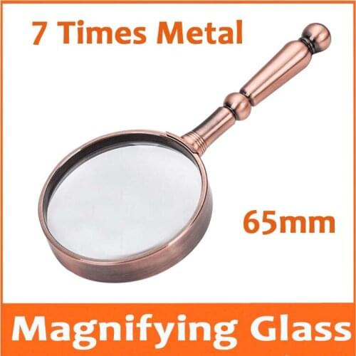 7X Pocket Handheld Metal Reading Magnifier 7 times Educational magnifying glass Insects Viewer Toys Gift for old Man or children