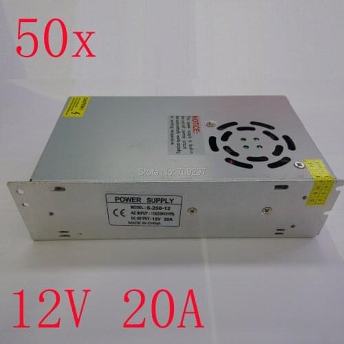 FREE DHL/CDEK,,wholesale 50pcs/lot 240W 12V 20A Switching Power Supply transformer with fan Input AC110~240V,2 years warranty