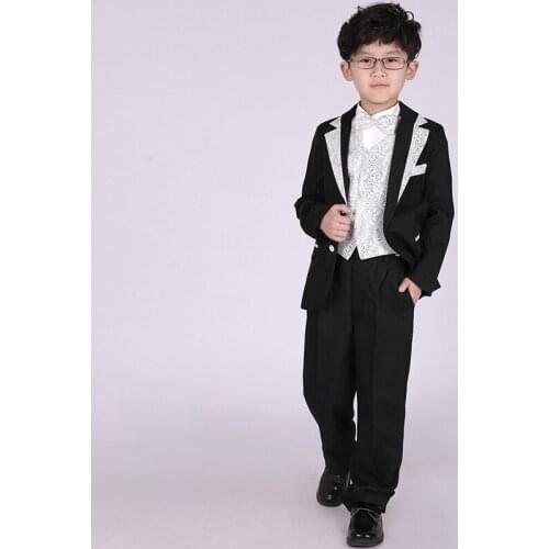 Children Host Singer Chorus Performance Costume Hanfu Suit for Boys Chinese Tunic Suit Kids Formal Wedding Piano Performing
