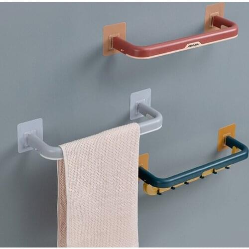 Punch-free Bathroom Double Bath Towel Rod Toilet Suction Cup Hanger Blanket Rack Nordic Creative Folding Towel Rack Material