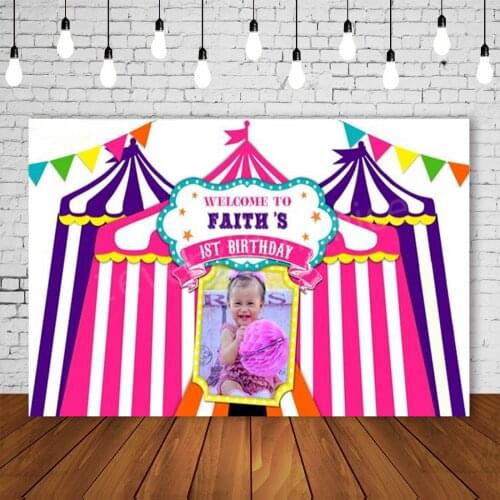 Personalized Circus 1st Birthday Party Background Baby Backdrop Magnificent Girl Carnival Poster Photography Portrait Banner