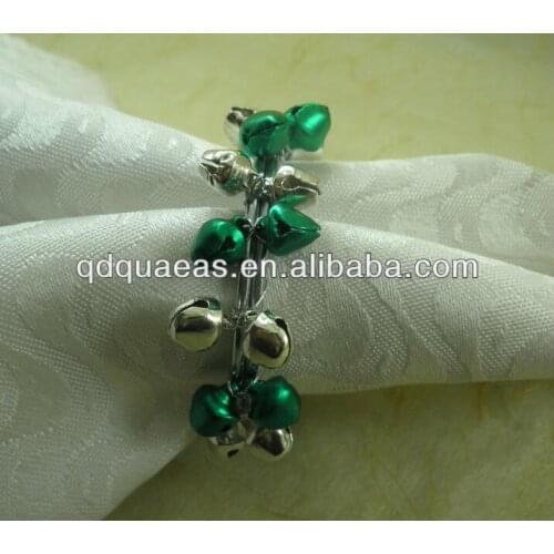 Napkin rings with green jingle bell