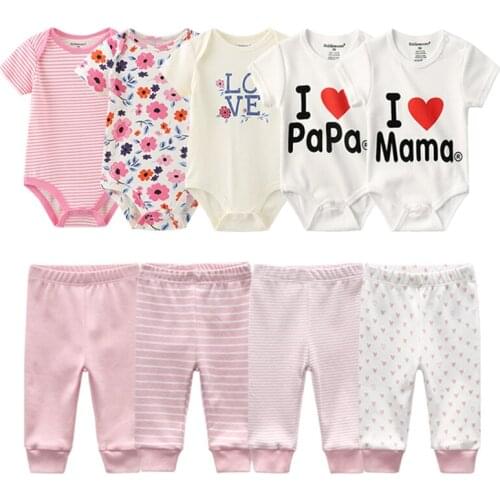 Newborn Clothes Set Baby Girl Bodysuit+Pants Clothing Cartoon Cute Toddler Boy Cotton Jumpsuit and Trousers Soft Infant pajamas