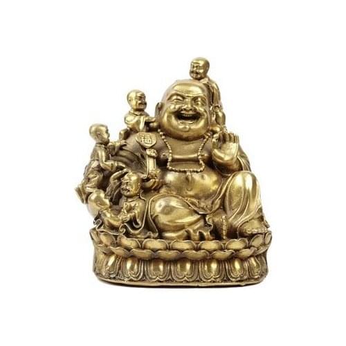 Copper Brass CHINESE crafts decor ation Asian Copper Small maitreya buddha god of longevity lucky buddha maitreya