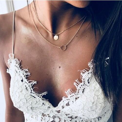 Fashion Double Layer Sequin Pendant Necklace Womens Necklace Necklace Summer Travel Leisure Party Jewelry Daily Collocation