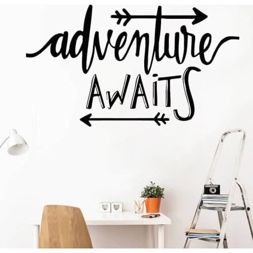 Motivational Quotes Wall Sticker Arrow Vinyl Decal Direction Point Decal Bedroom Living Room Decoration Advanture Awaits Quote