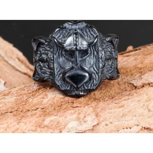 Mens Norse Thunder God Viking Thors Hammer 316L Stainless Steel Biker Ring