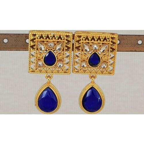 New Egypt Jhumka Earring Red Blue Acrylic Drop Earrings for Women Bohemian Gold Color Arab African India Jewelry Wedding Gift