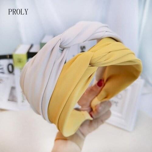 PROLY New Fashion Womens Hairband Fresh Solid Color Headband Cross Knot Casual Turban Girls Adult Hair Accessories