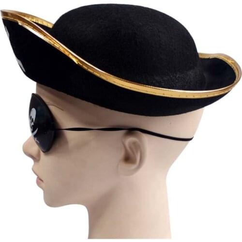 Tri Corner Pirate Hat - Three Cornered Buccaneer Costume Accessory Hat