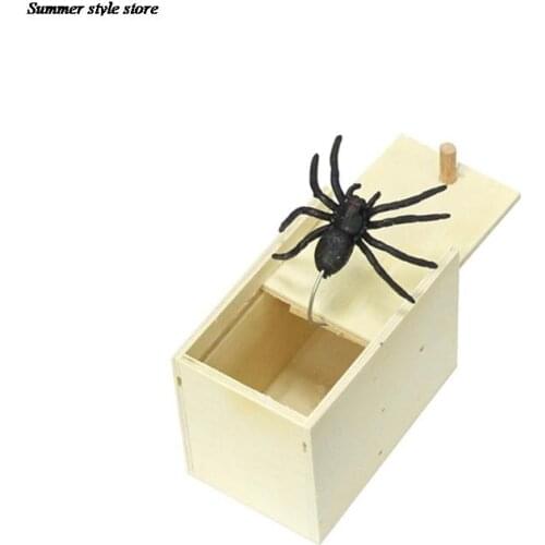 April Fools Day Gift Wooden Prank Trick Practical Joke Home Office Scare Toy Box Gag Spider Kids Funny Gift