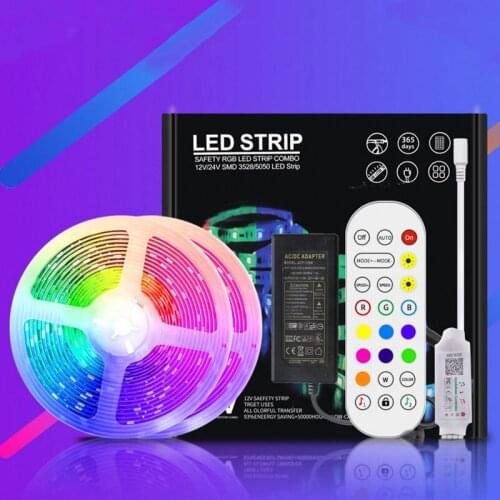 5M WIFI Controller LED Strip Lights SMD 5050 RGB TV BackLight Bluetooth Lamps Diode Tape String Light Bedroom Decoration