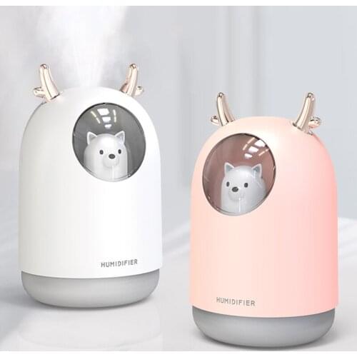 Home Appliances USB Humidifier 300ml Cute Pet Ultrasonic Mist Aroma Air Oil Diffuser Color LED Lamp Humidificador