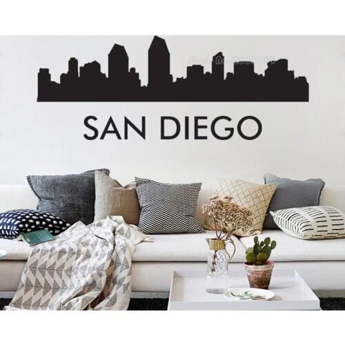 San Diego City Skyline Vinyl Wall Stickers California Wall Decal For Living Room Family Decals Poster Parede Home Decor LL2564